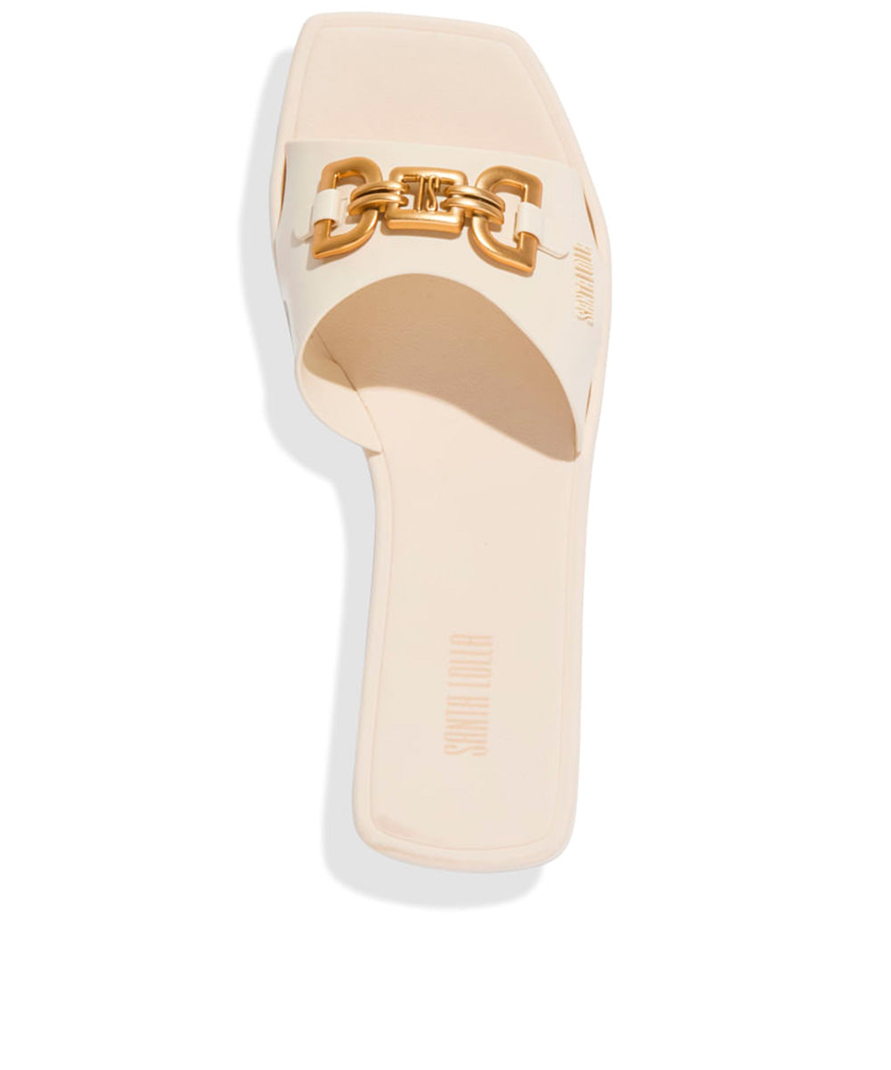 Rasteira Santa Lolla Borracha Off White Bico Quadrado