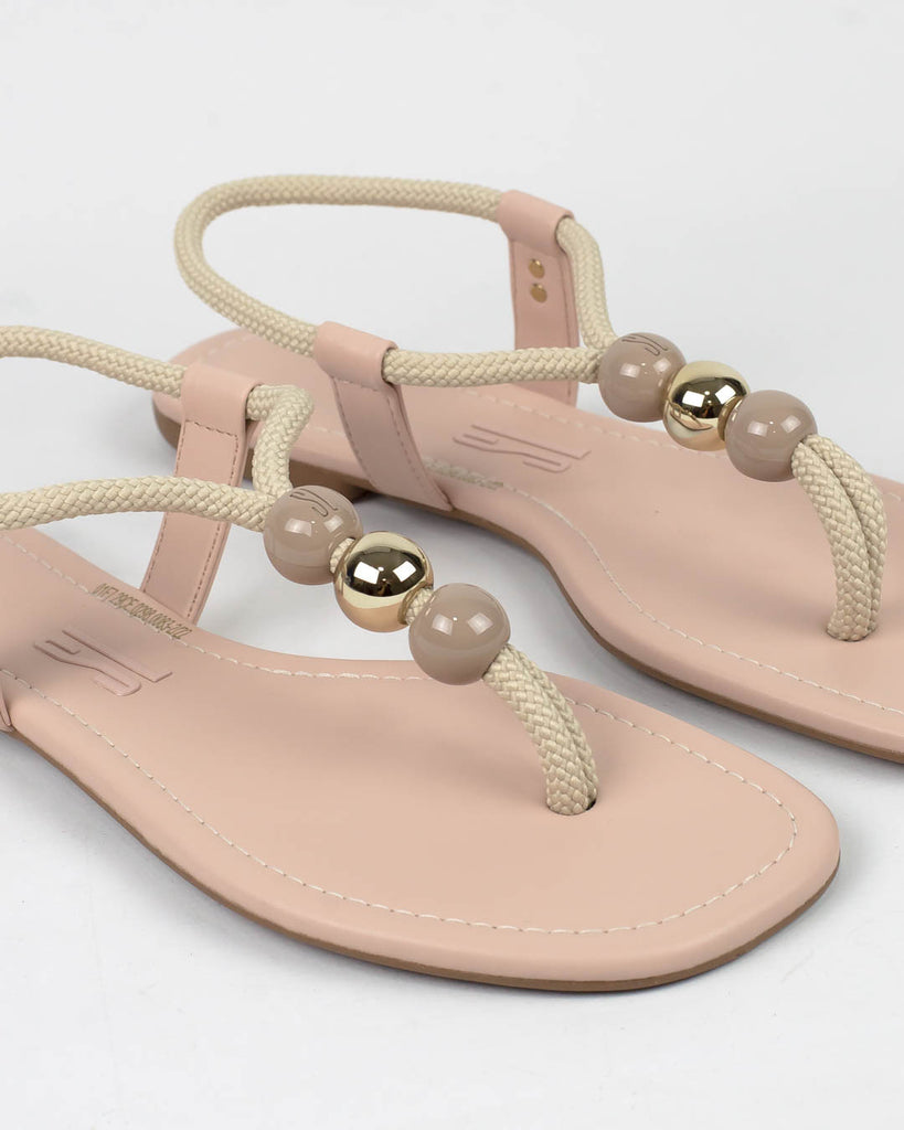 Rasteira Santa Lolla Corda Esferas Nude