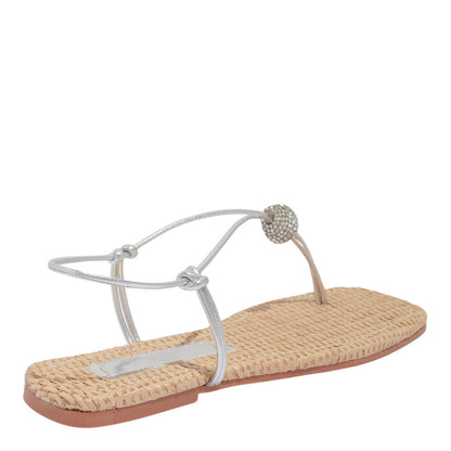 Rasteira Santa Lolla Dourada Esfera Strass Sola Palha