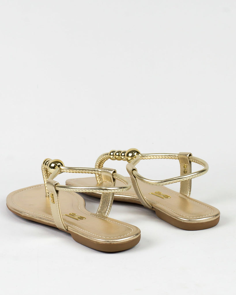 Rasteira Santa Lolla Dourada Esferas Metal Crinkle
