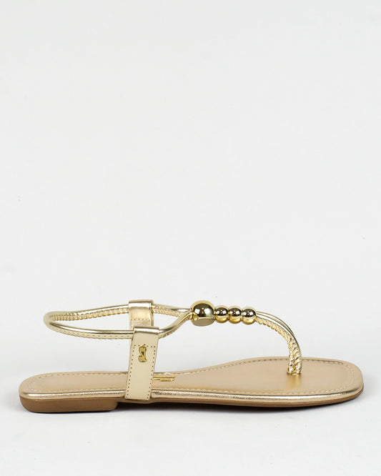 Rasteira Santa Lolla Dourada Esferas Metal Crinkle