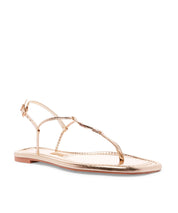 Rasteira Santa Lolla Dourada Flat Bico Quadrado