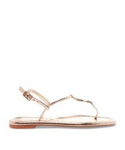 Rasteira Santa Lolla Dourada Flat Bico Quadrado