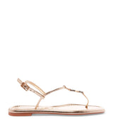 Rasteira Santa Lolla Dourada Flat Bico Quadrado