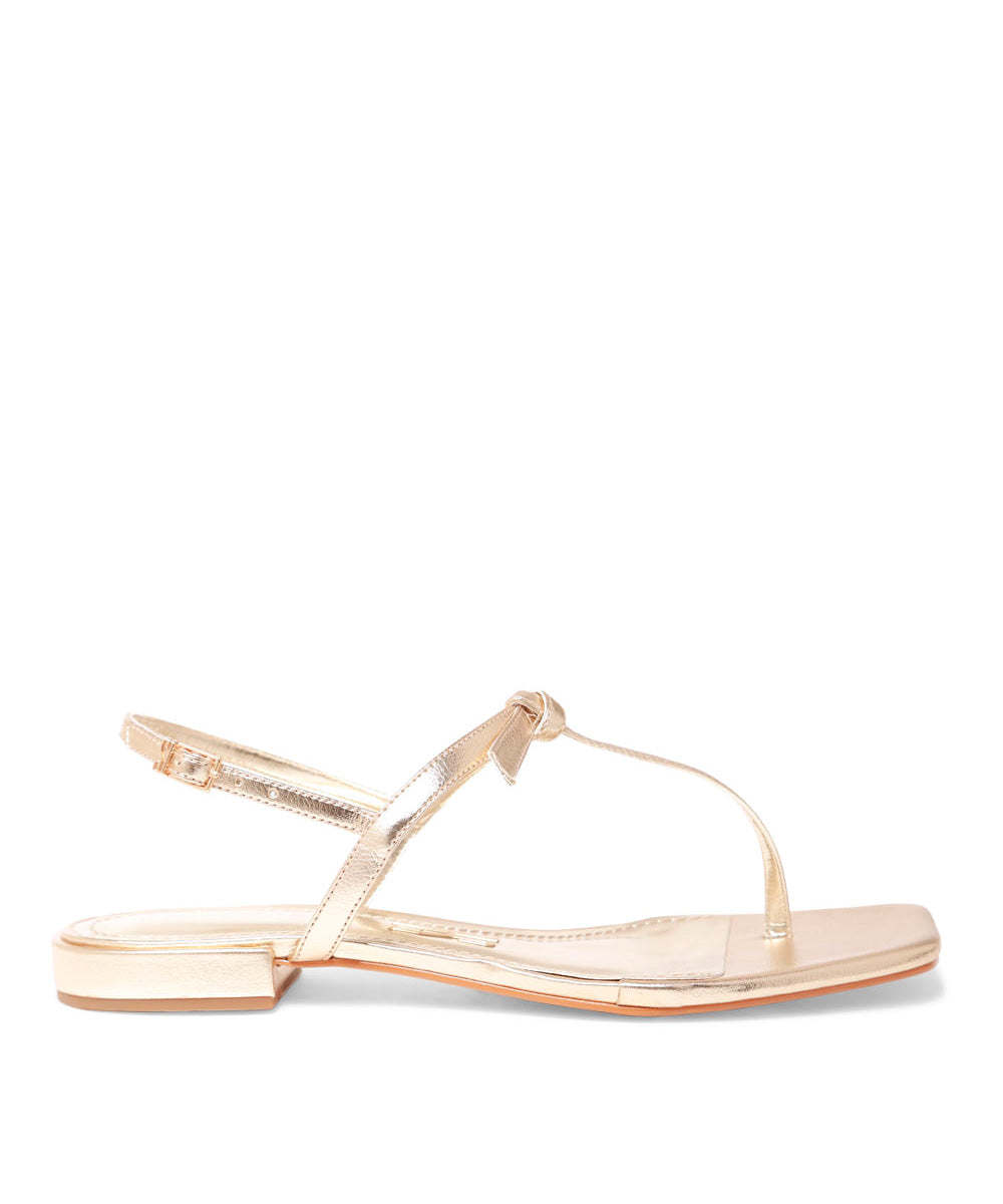 Rasteira Santa Lolla Dourada Metalcolor Crinkle