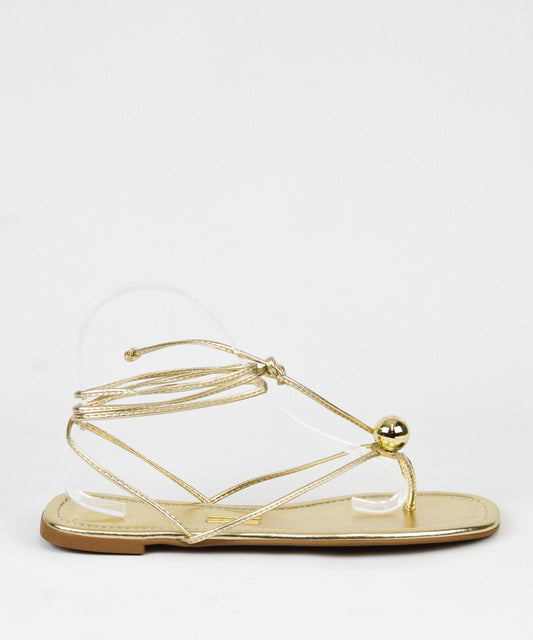 Rasteira Santa Lolla Dourada Metalizada Amarração Esfera - 01F7.2C18.014F.0168