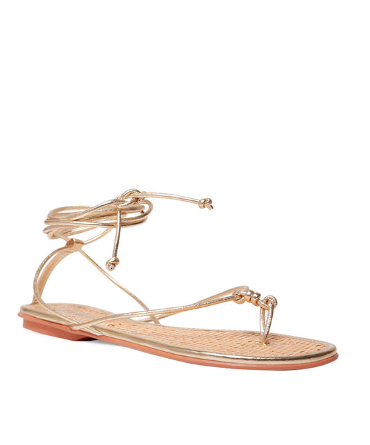 Rasteira Santa Lolla Dourada Metalizada Amarração