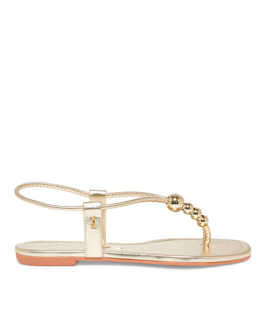 Rasteira Santa Lolla Dourada Metalizada Esferas