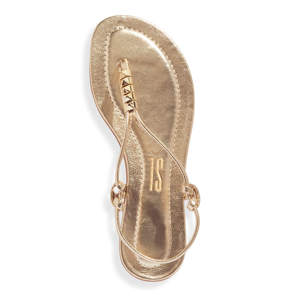 Rasteira Santa Lolla Dourada Metalizada Spikes