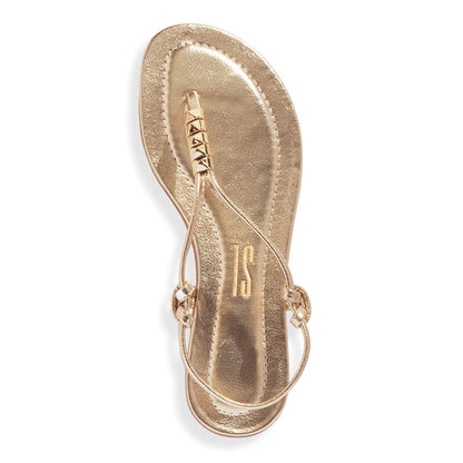 Rasteira Santa Lolla Dourada Metalizada Spikes