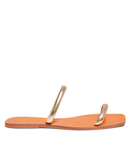 Rasteira Santa Lolla Dourada Metalizada Tiras