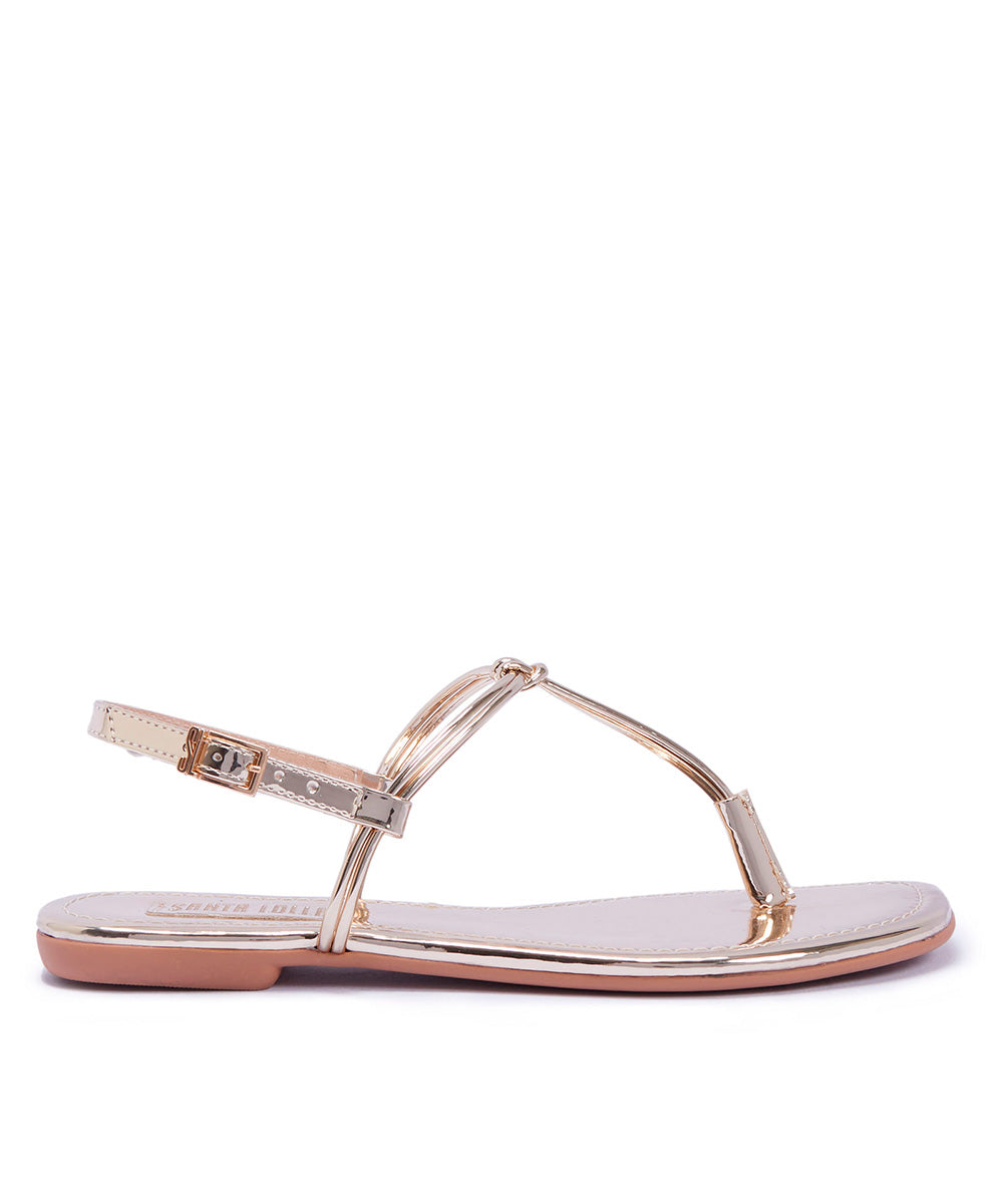 Rasteira Santa Lolla Dourada Metalizada - Main Image