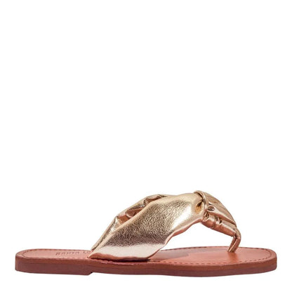 Rasteira Santa Lolla Dourada Tiras Nó