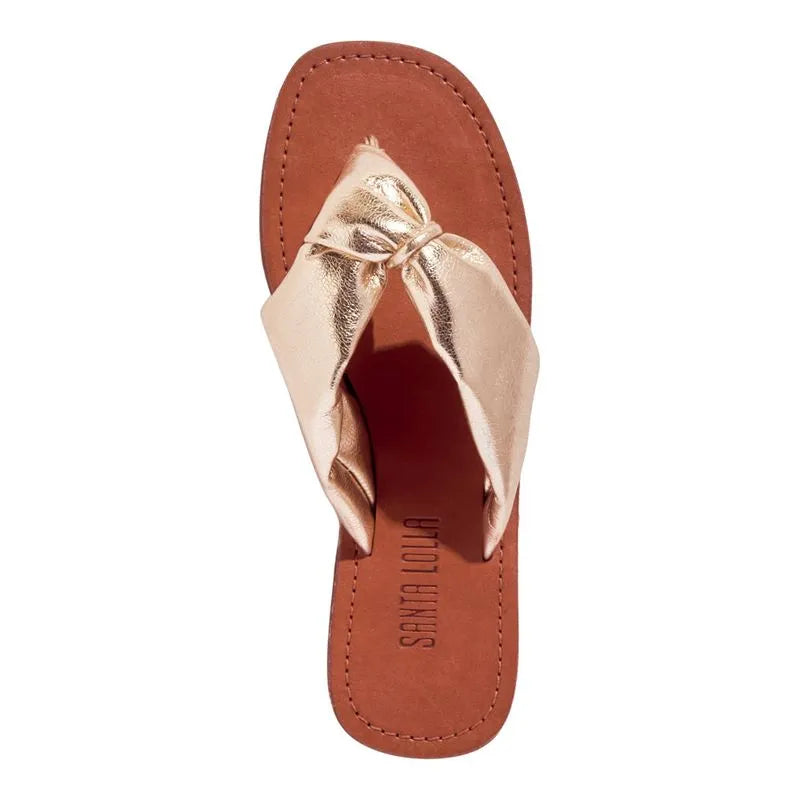 Rasteira Santa Lolla Dourada Tiras Nó