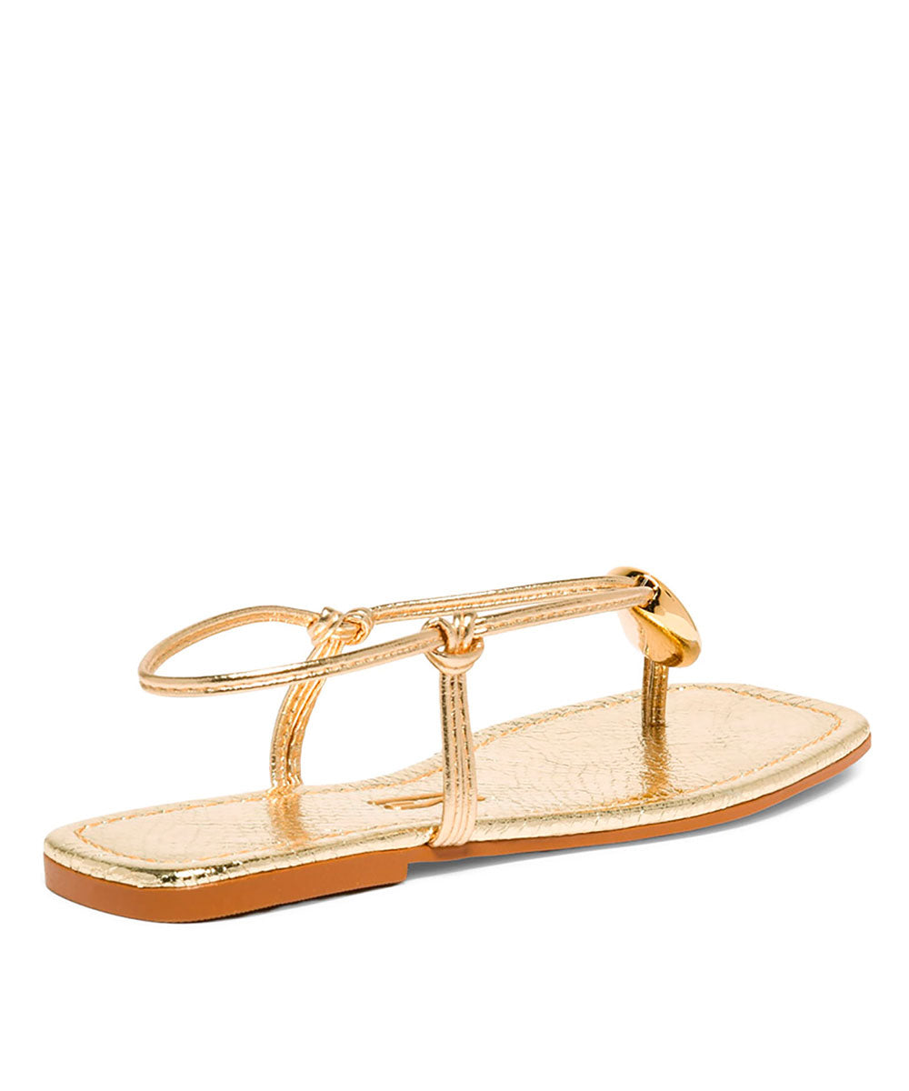 Rasteira Santa Lolla Dourado Metalizado Pedra