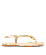 Rasteira Santa Lolla Dourado Metalizado Pedra