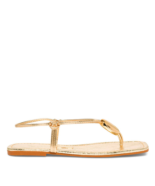 Rasteira Santa Lolla Dourado Metalizado Pedra