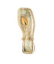 Rasteira Santa Lolla Dourado Metalizado Pedra
