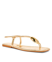 Rasteira Santa Lolla Dourado Metalizado Pedra