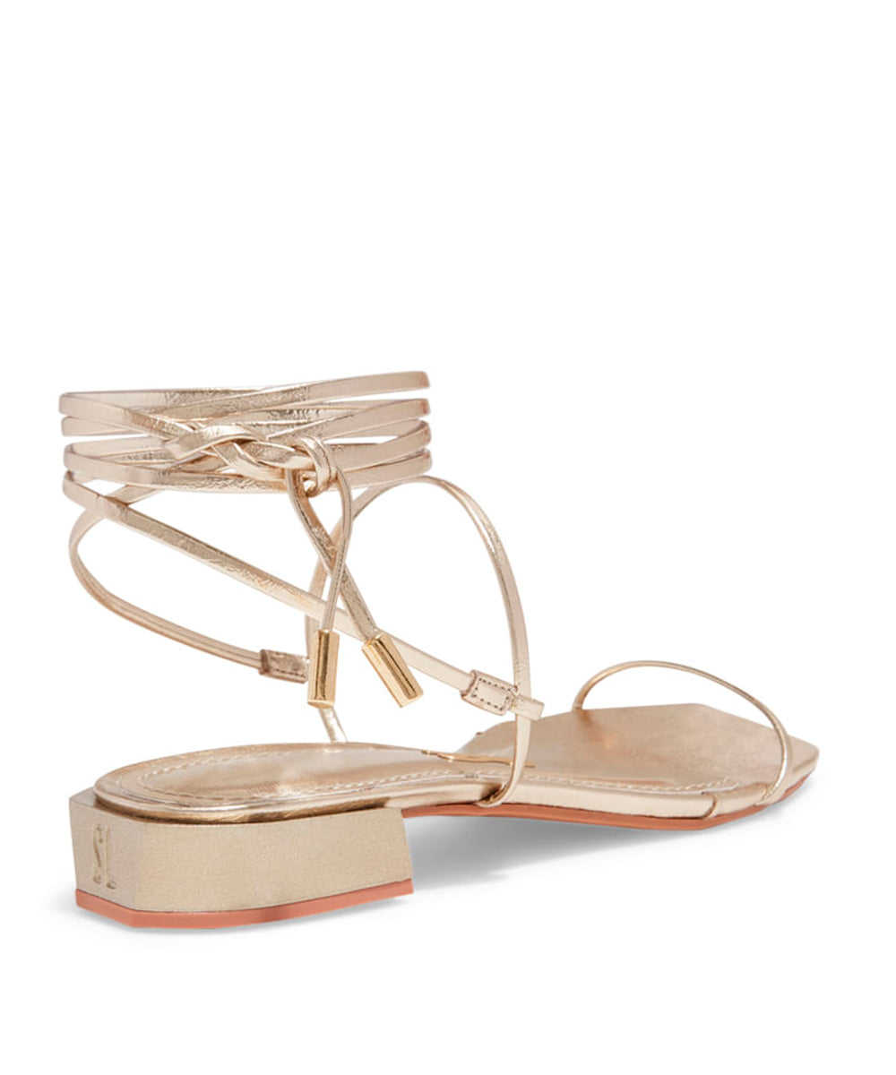 Rasteira Santa Lolla Metalizada Dourada Amarração