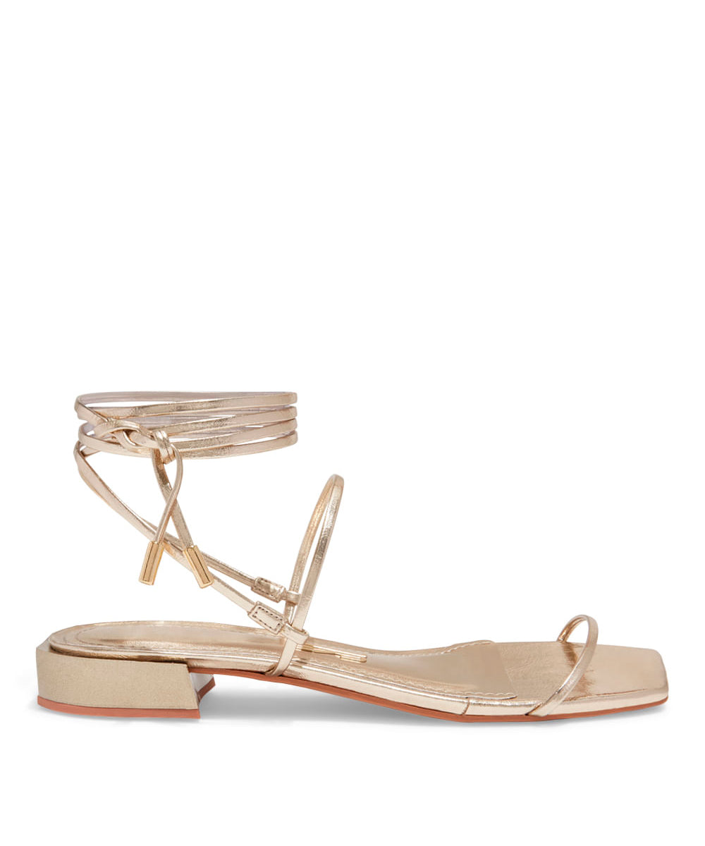 Rasteira Santa Lolla Metalizada Dourada Amarração