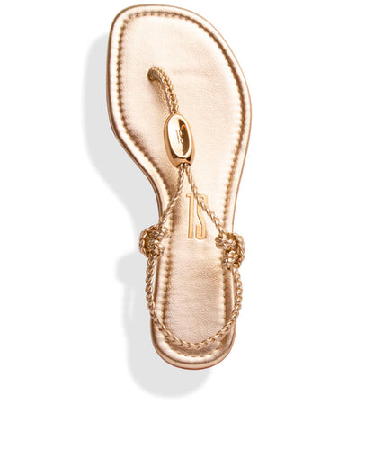 Rasteira Santa Lolla Metalizada Dourada Trançada