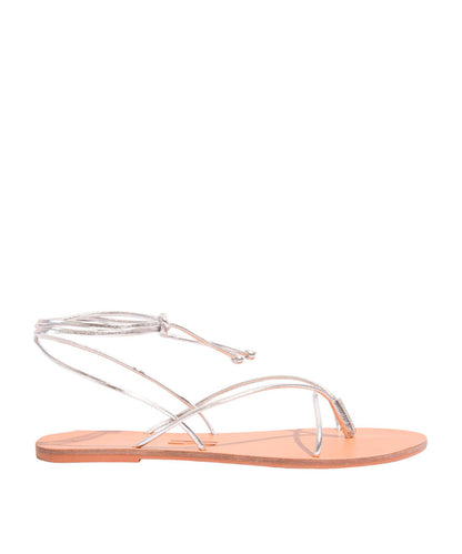 Rasteira Santa Lolla Metalizada Prata Amarração