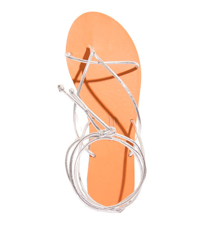 Rasteira Santa Lolla Metalizada Prata Amarração