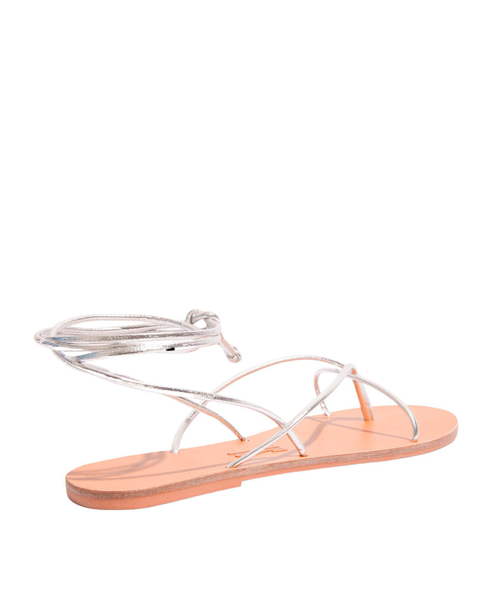 Rasteira Santa Lolla Metalizada Prata Amarração