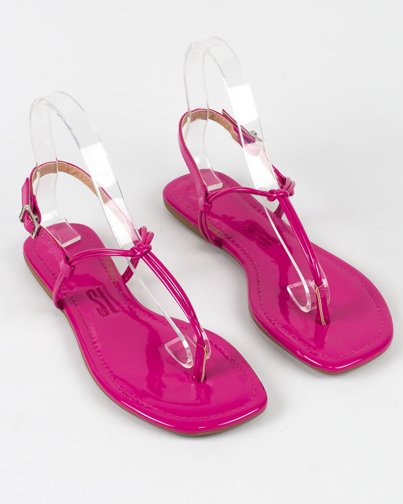Rasteira Santa Lolla Nó Pink Verniz