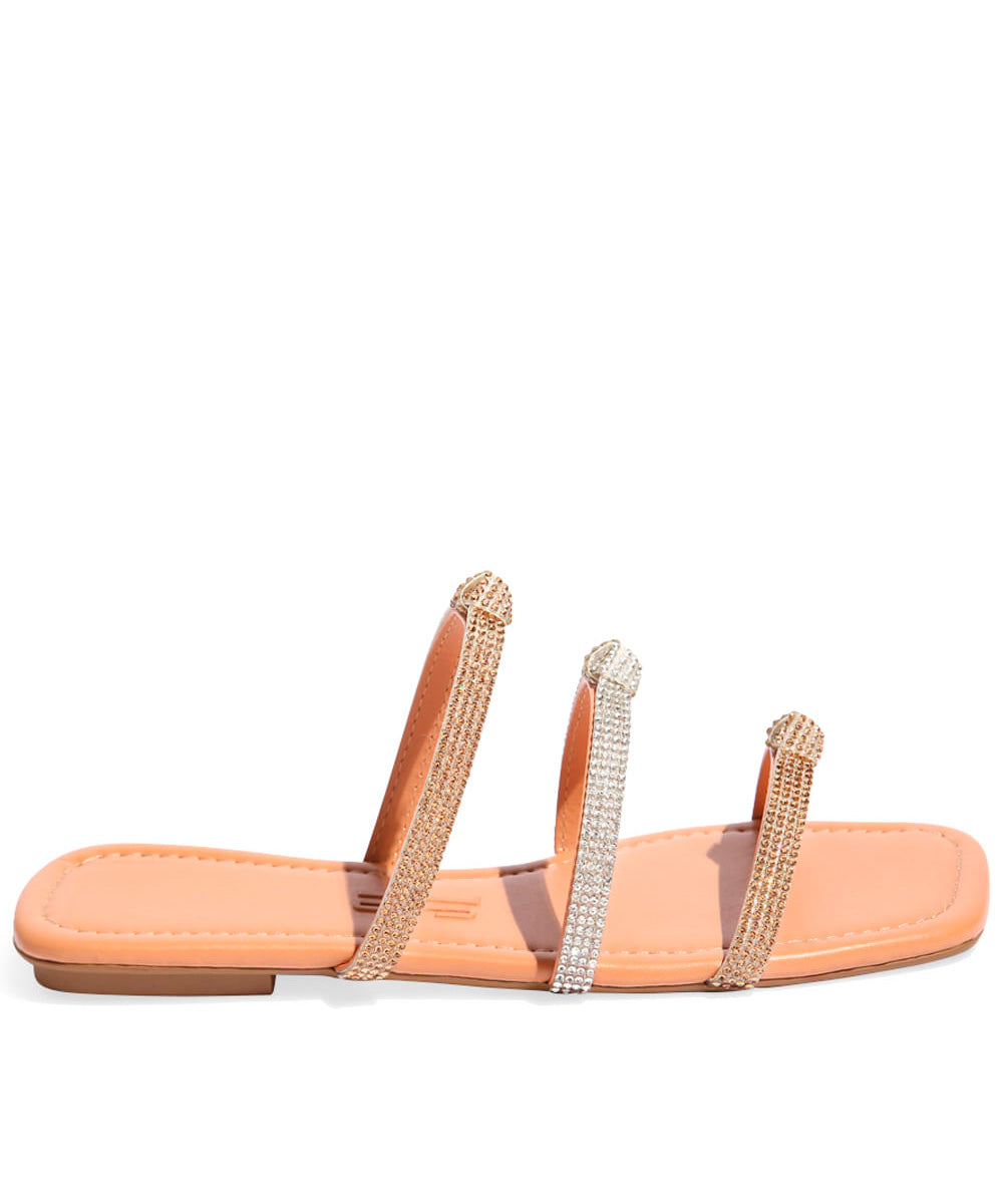 Rasteira Santa Lolla Nude Strass