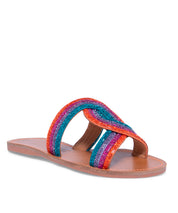 Rasteira Santa Lolla Nude Tiras Cores Strass