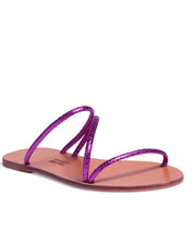 Rasteira Santa Lolla Nude Tiras Roxo Metalizado