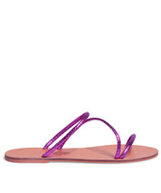 Rasteira Santa Lolla Nude Tiras Roxo Metalizado