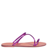 Rasteira Santa Lolla Nude Tiras Roxo Metalizado