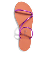 Rasteira Santa Lolla Nude Tiras Roxo Metalizado
