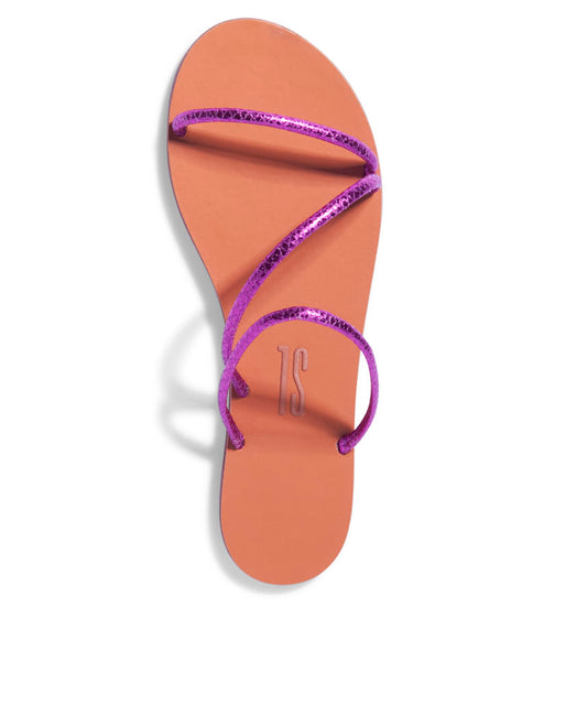 Rasteira Santa Lolla Nude Tiras Roxo Metalizado