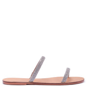 Rasteira Santa Lolla Nude Tiras Strass Cristal