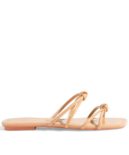 Rasteira Santa Lolla Nude Verniz Nó Bico Quadrado