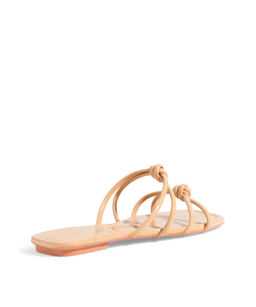 Rasteira Santa Lolla Nude Verniz Nó Bico Quadrado