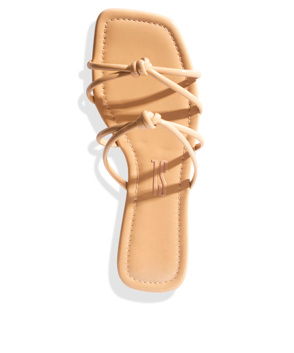 Rasteira Santa Lolla Nude Verniz Nó Bico Quadrado