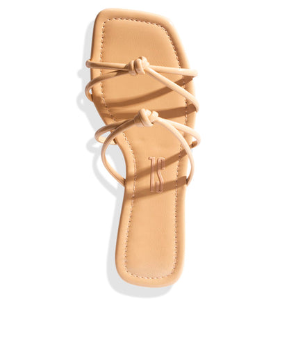 Rasteira Santa Lolla Nude Verniz Nó Bico Quadrado