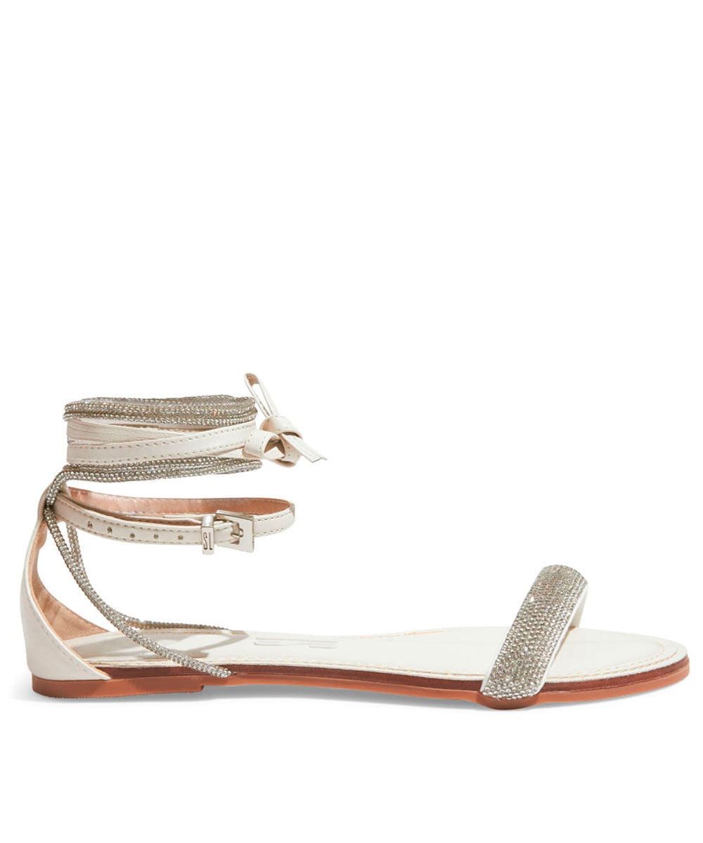Rasteira Santa Lolla Off White Amarração Brilho