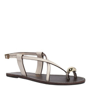 Rasteira Santa Lolla Off White Couro Tiras Cruzadas