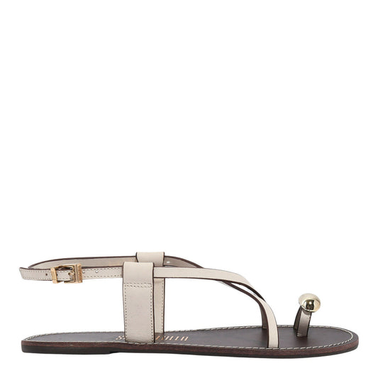 Rasteira Santa Lolla Off White Couro Tiras Cruzadas