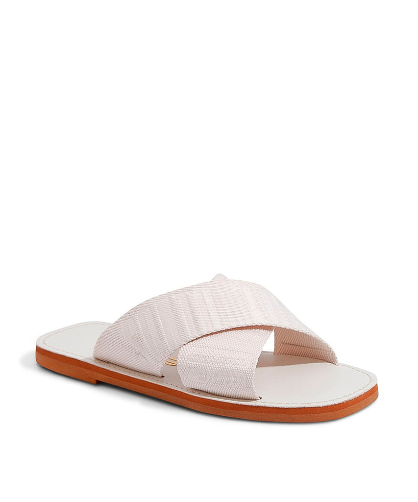 Rasteira Santa Lolla Off White Faixa Transpassada Gorgurão