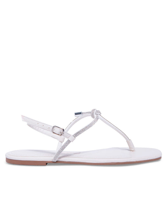 Rasteira Santa Lolla Off White Strass Nó