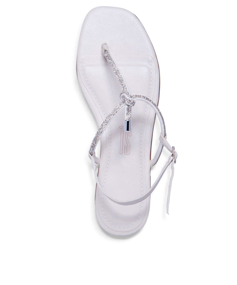 Rasteira Santa Lolla Off White Strass Nó