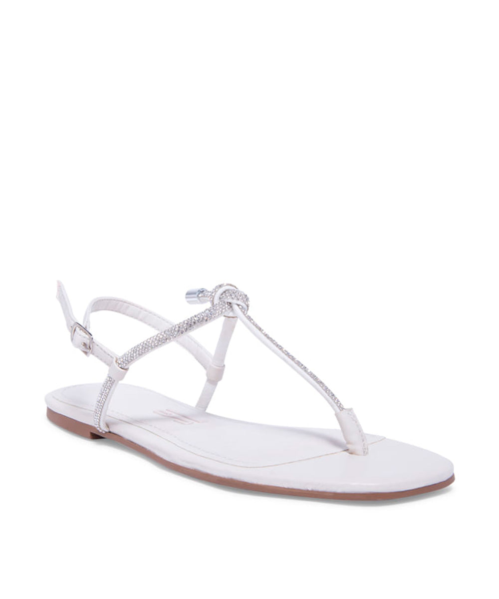Rasteira Santa Lolla Off White Strass Nó
