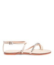 Rasteira Santa Lolla Off White Tiras Finas Pedraria